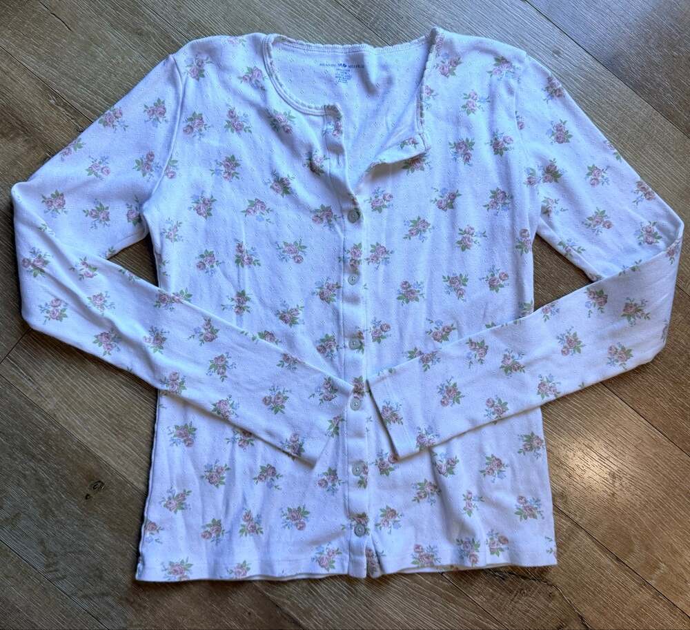 Brandy Melville pointelle floral cardigan